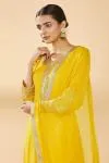 Bright Yellow Embroidered Plazzo Suit