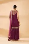 Windsor Wine Embroidered Sharara Suit