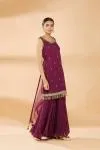 Windsor Wine Embroidered Sharara Suit