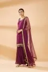 Windsor Wine Embroidered Sharara Suit