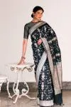 Black Meenakari Katan Silk Saree