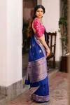 Royal Blue Puniya Pink Saree