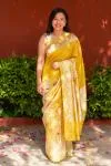Yellow Katan Silk Saree