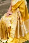 Yellow Katan Silk Saree