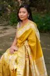 Yellow Katan Silk Saree