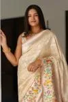 Ivory Katan Silk Saree