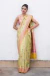 Apple Green Monga Tussar Silk Saree