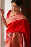 Red Katan Silk Saree