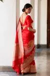 Red Katan Silk Saree