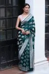 Emerald Green Mashru Silk Saree