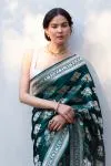 Emerald Green Mashru Silk Saree