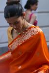 Burnt Orange Mashru Silk Saree