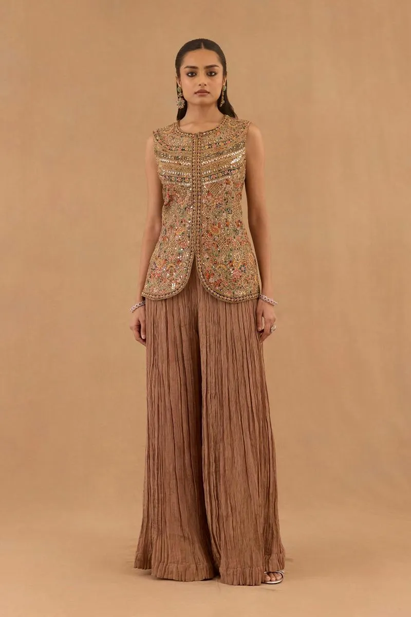 Light Mocha Silk Sharara Set