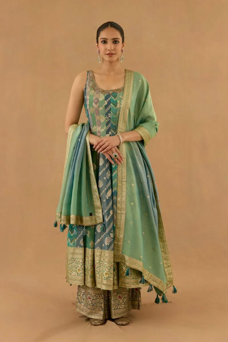 Sea Green Georgette Anarkali Set