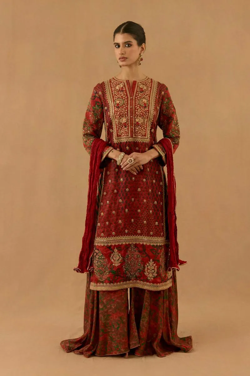 Rust Silk Sharara set
