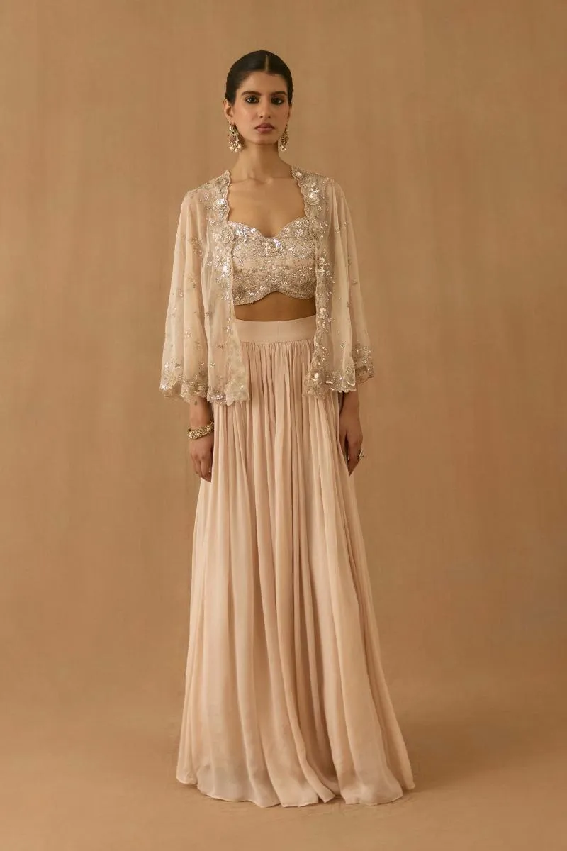 Champagne Silk lehenga set