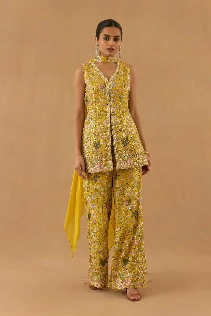 Mustard Yellow Georgette Sharara set