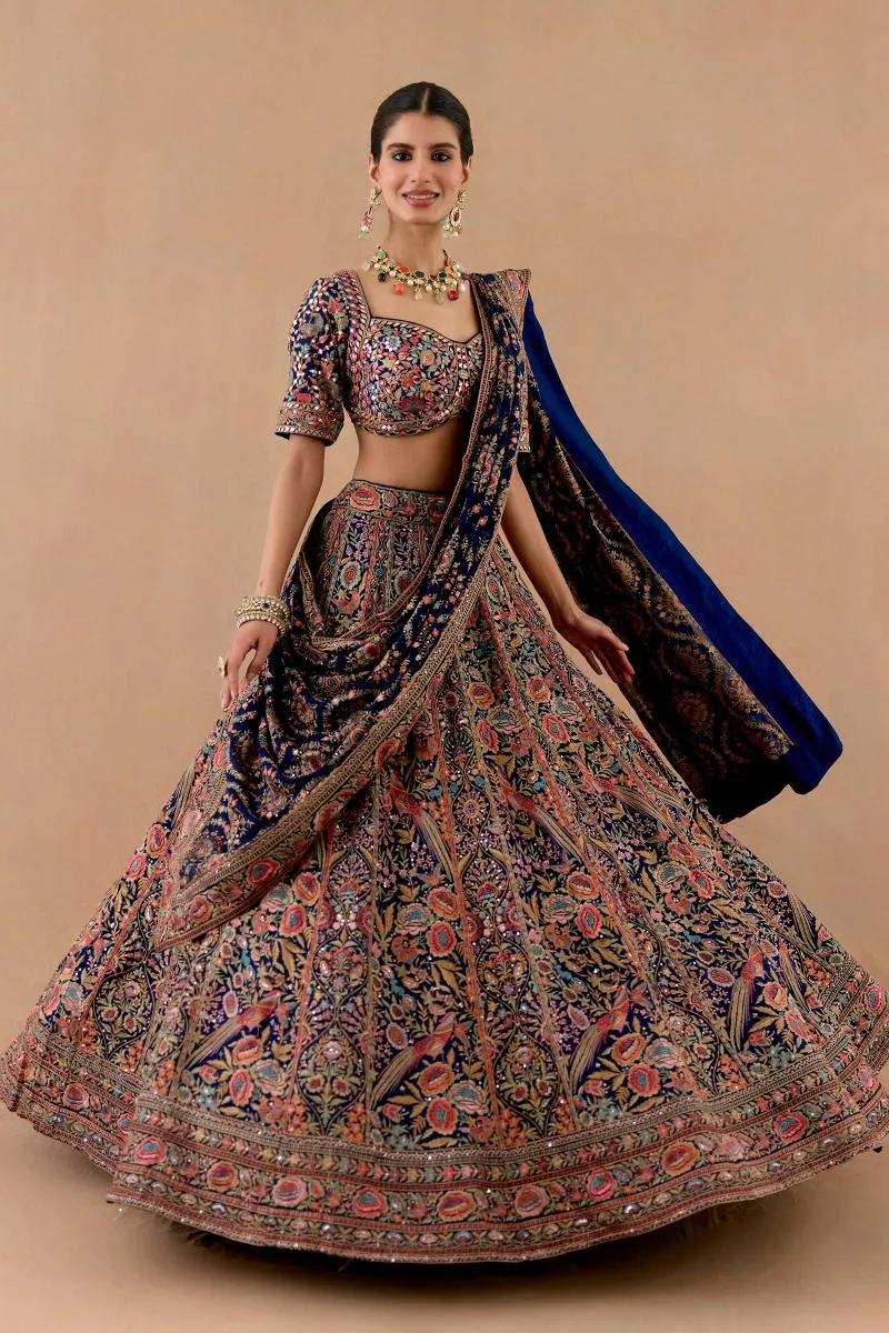 Deep Blue Georgette lehenga set