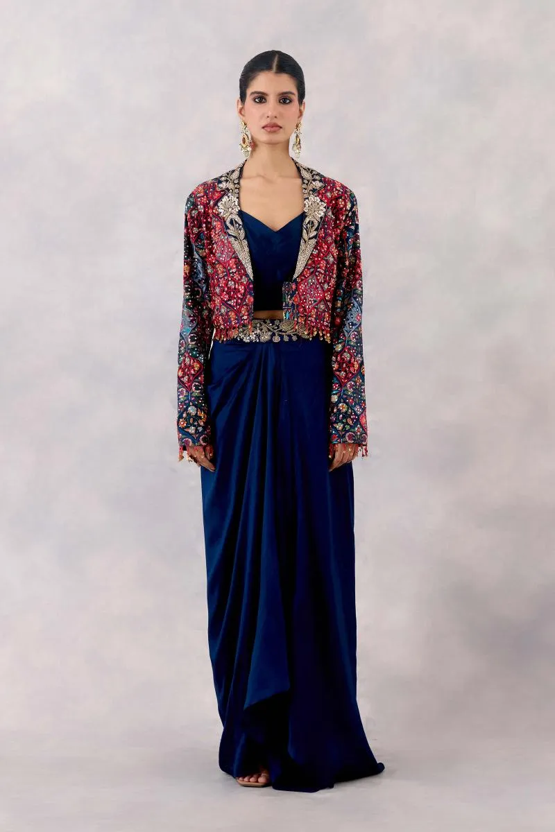 Navy Blue Silk Co-ord set