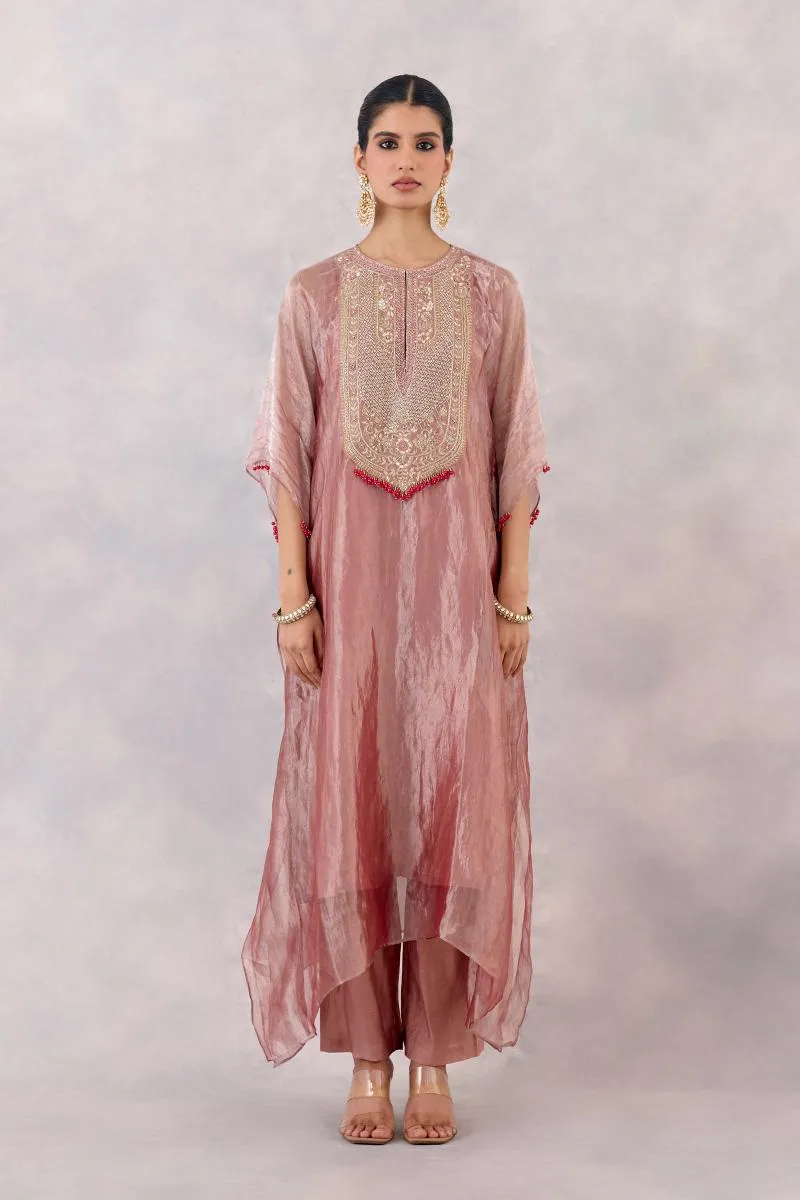 Petal Pink Chanderi Silk Kaftan set