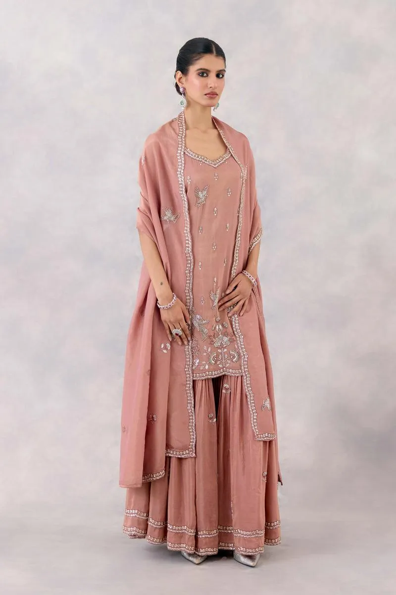 Powder Pink Silk Garara Set