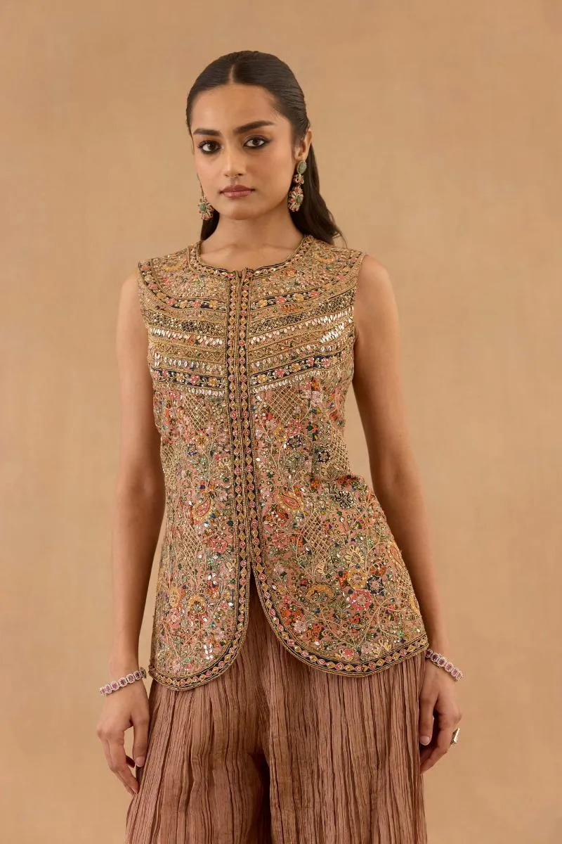 Light Mocha Silk Sharara Set