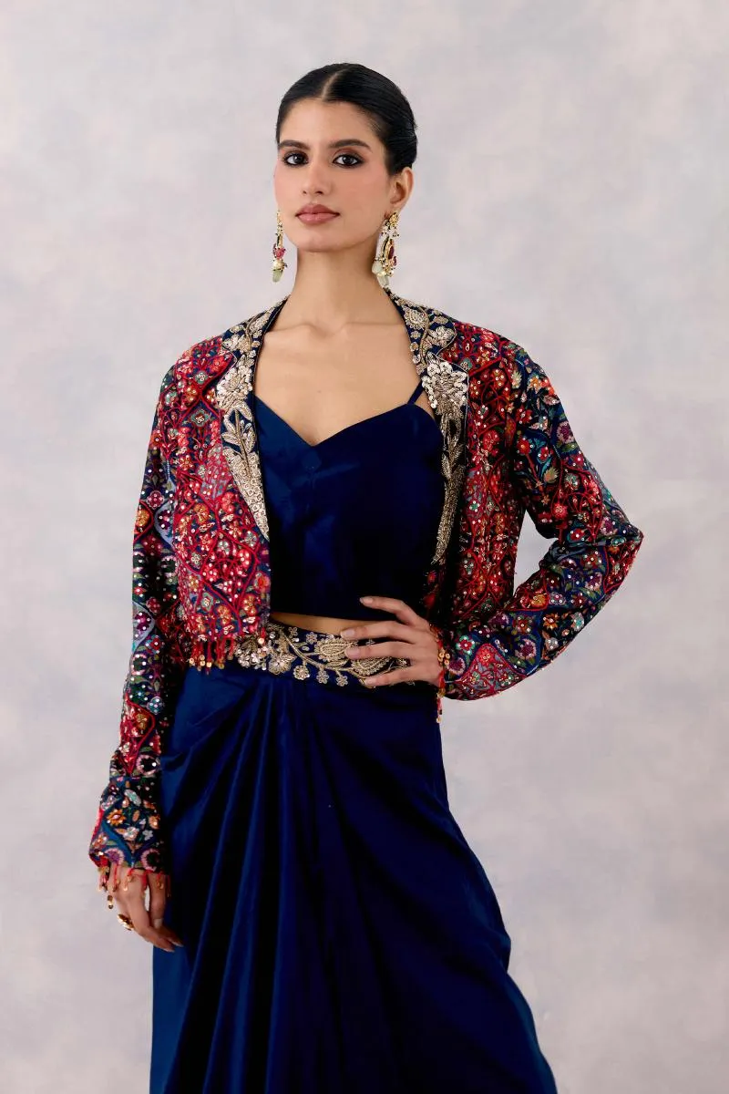 Navy Blue Silk Co-ord set