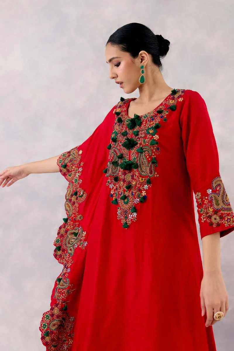 Red Georgette Sharara set