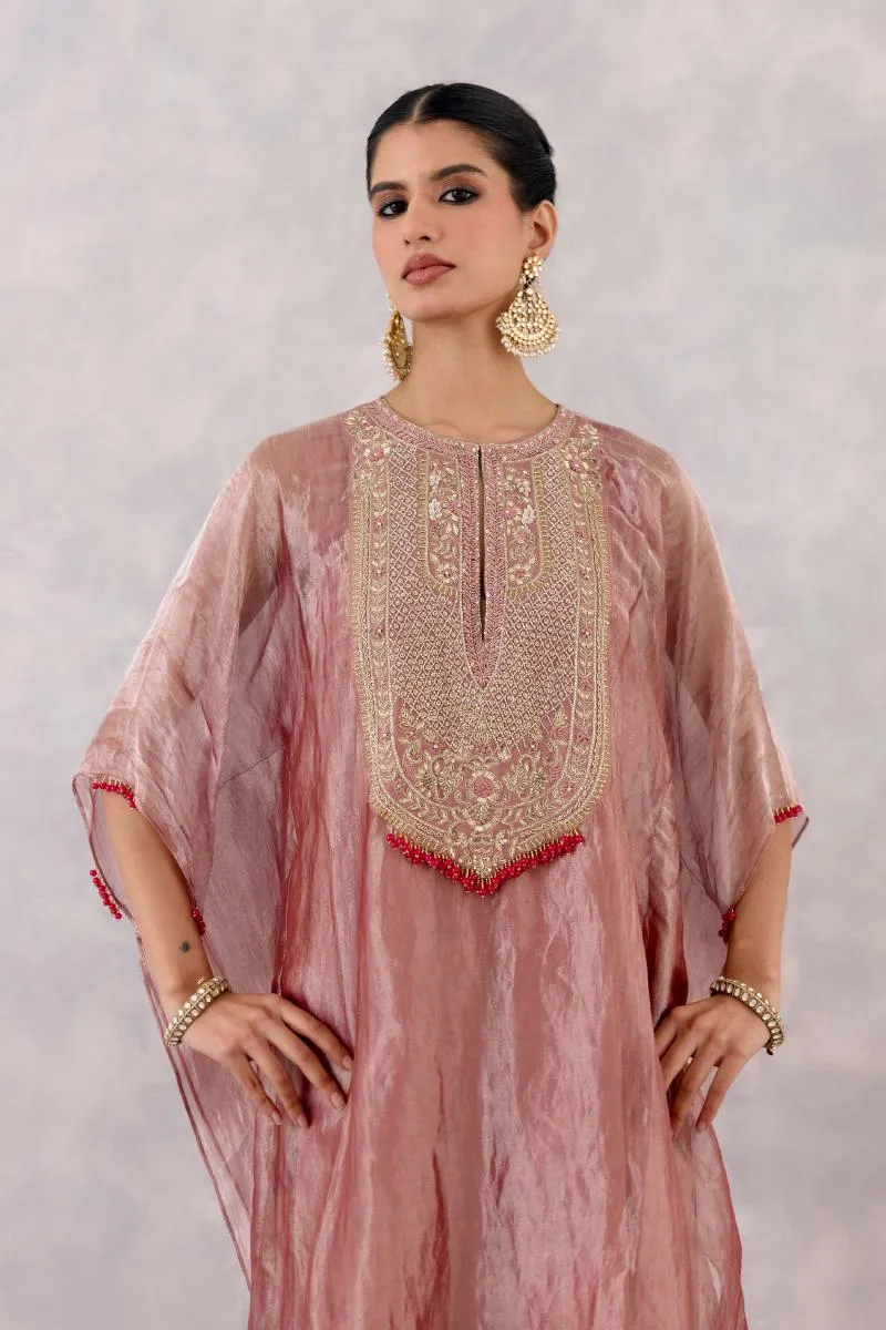 Petal Pink Chanderi Silk Kaftan set
