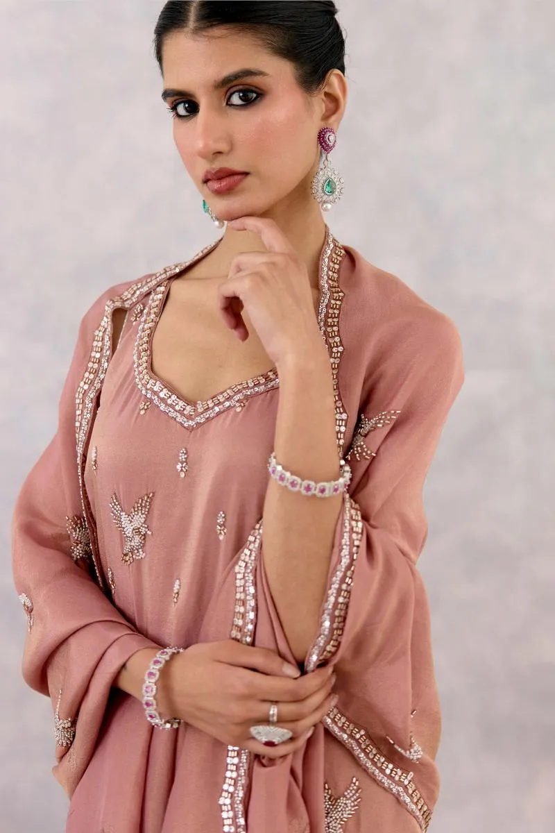 Powder Pink Silk Garara Set