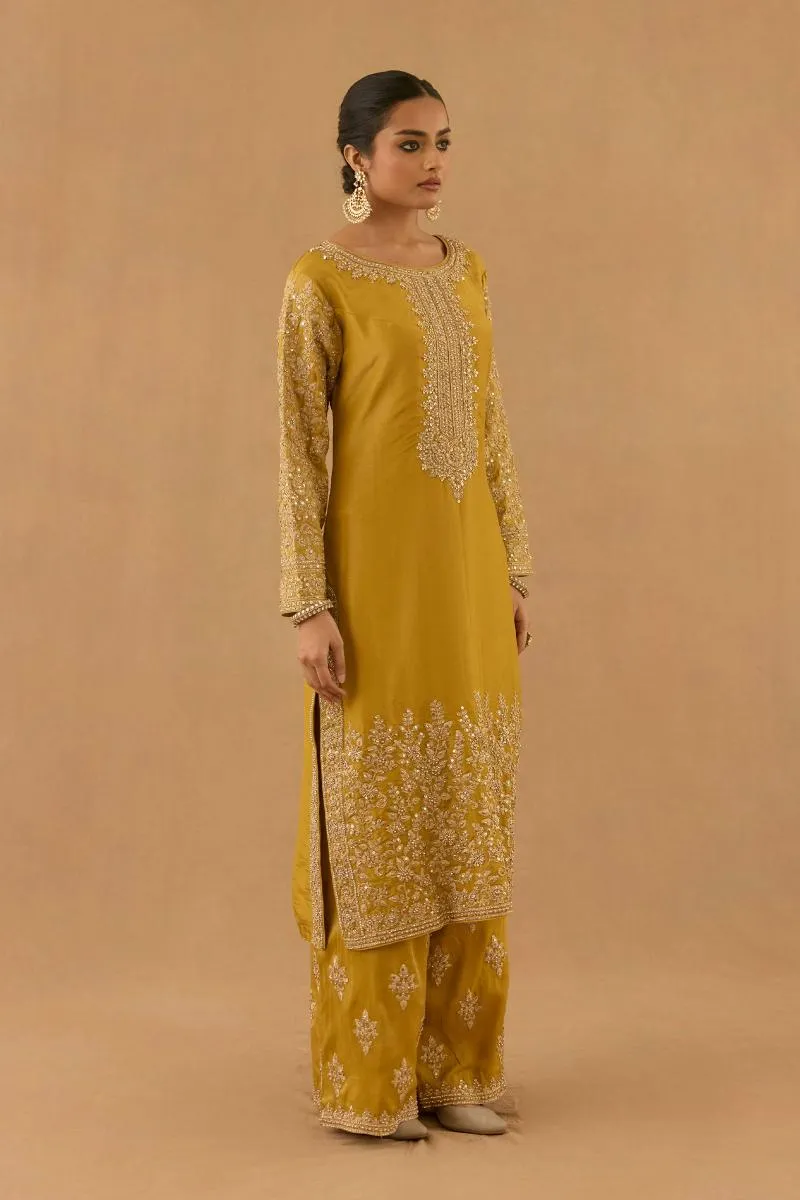 Mustard Tissue Silk Sharara Set