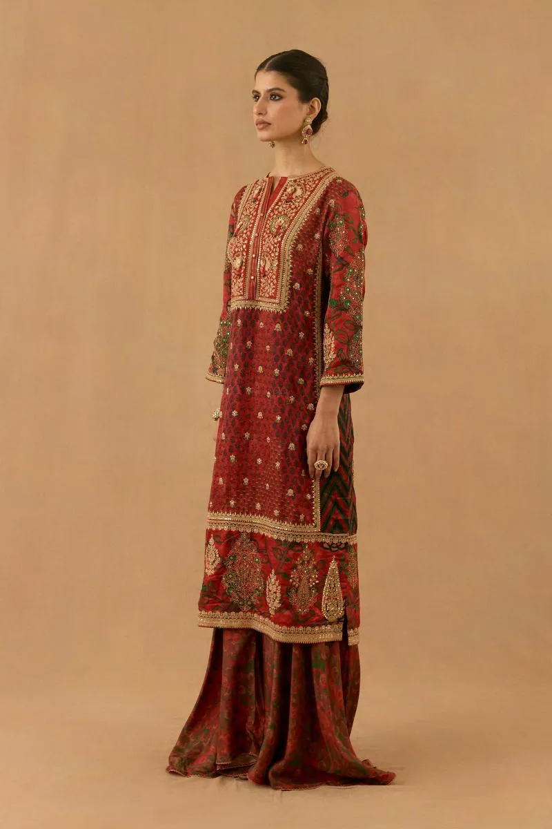 Rust Silk Sharara set