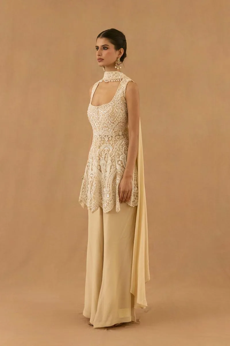 Vanilla Gold georgette Sharara set