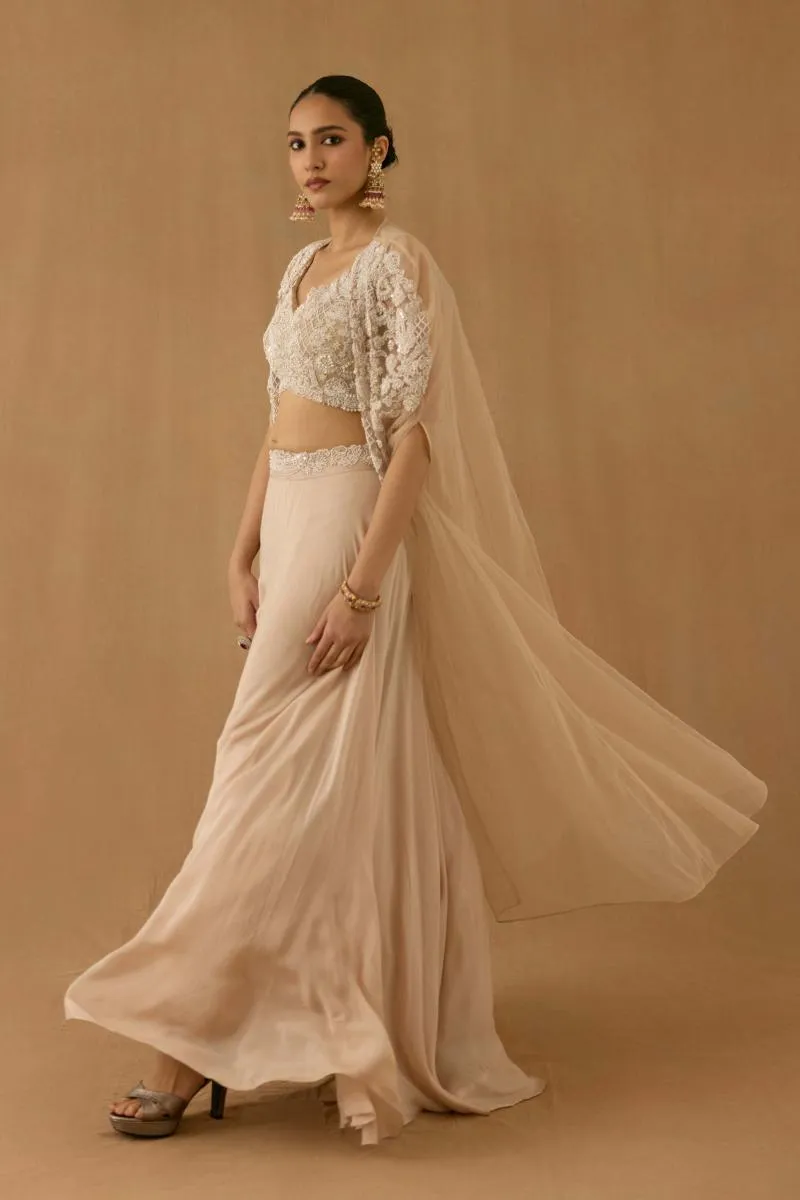 Soft Beige silk lehenga set