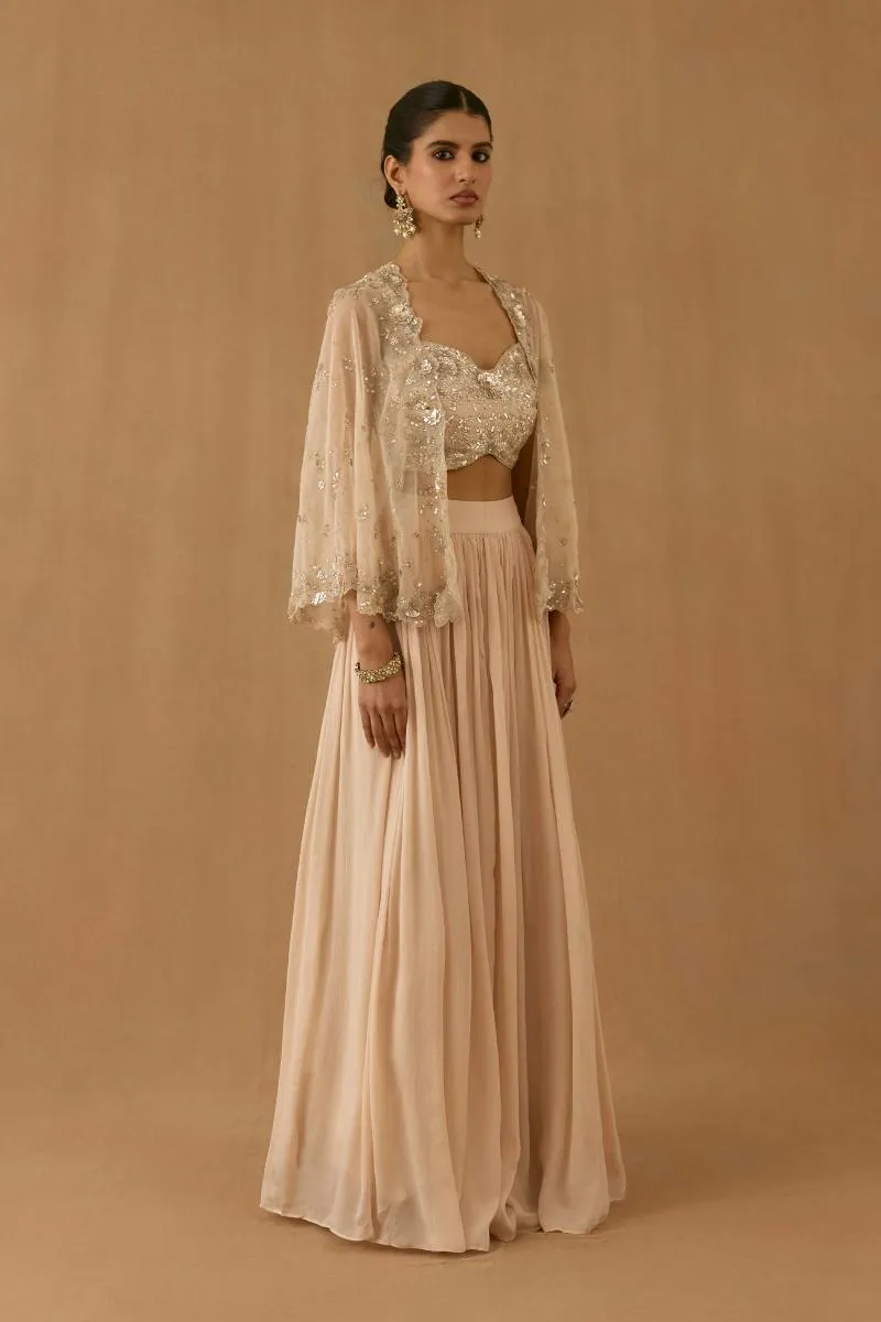 Champagne Silk lehenga set