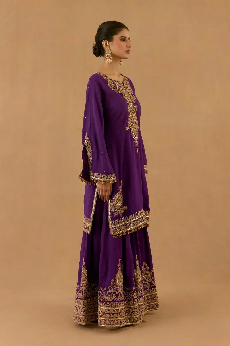 Royal Purple Silk Sharara set