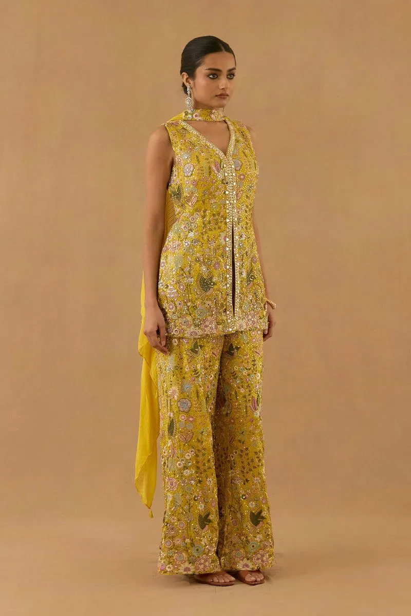 Mustard Yellow Georgette Sharara set
