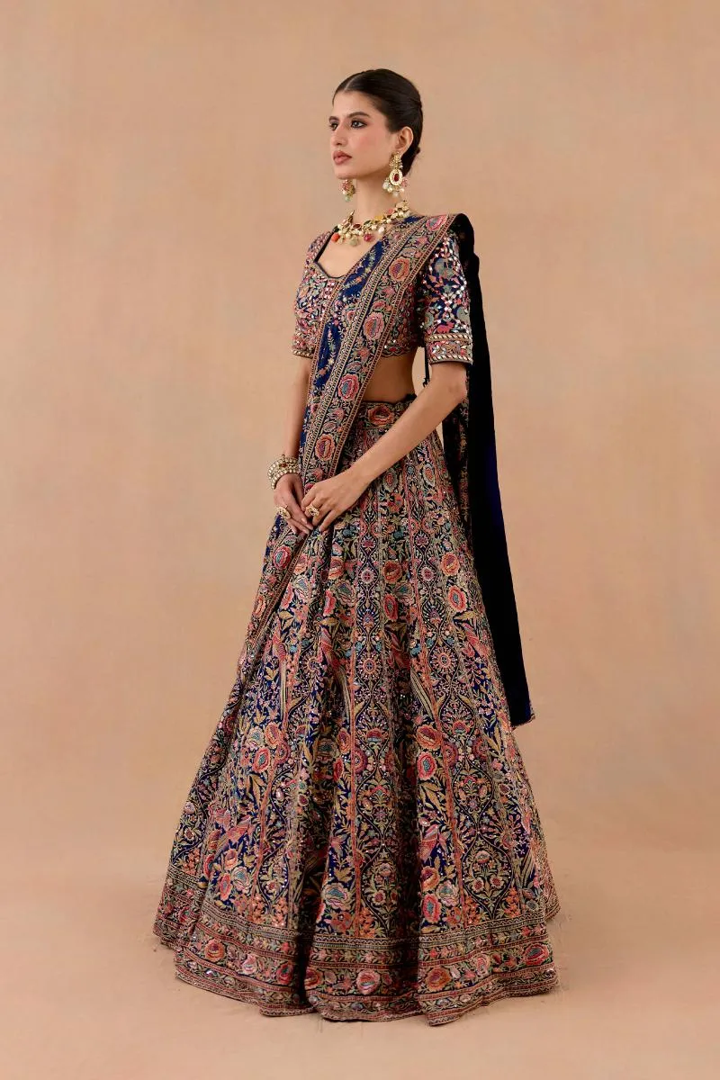 Deep Blue Georgette lehenga set