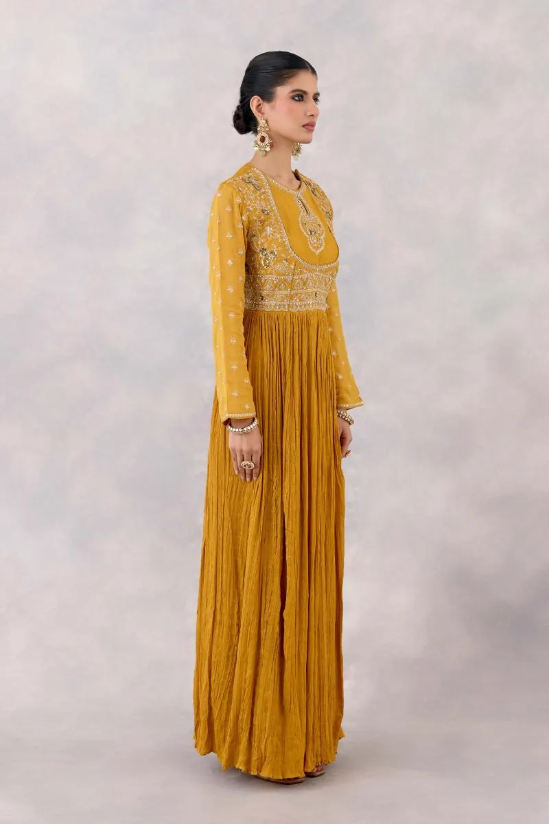 Mustard Crepe Silk Suit set