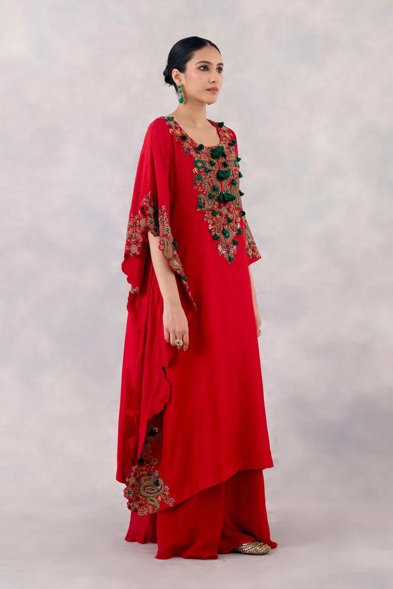 Red Georgette Sharara set