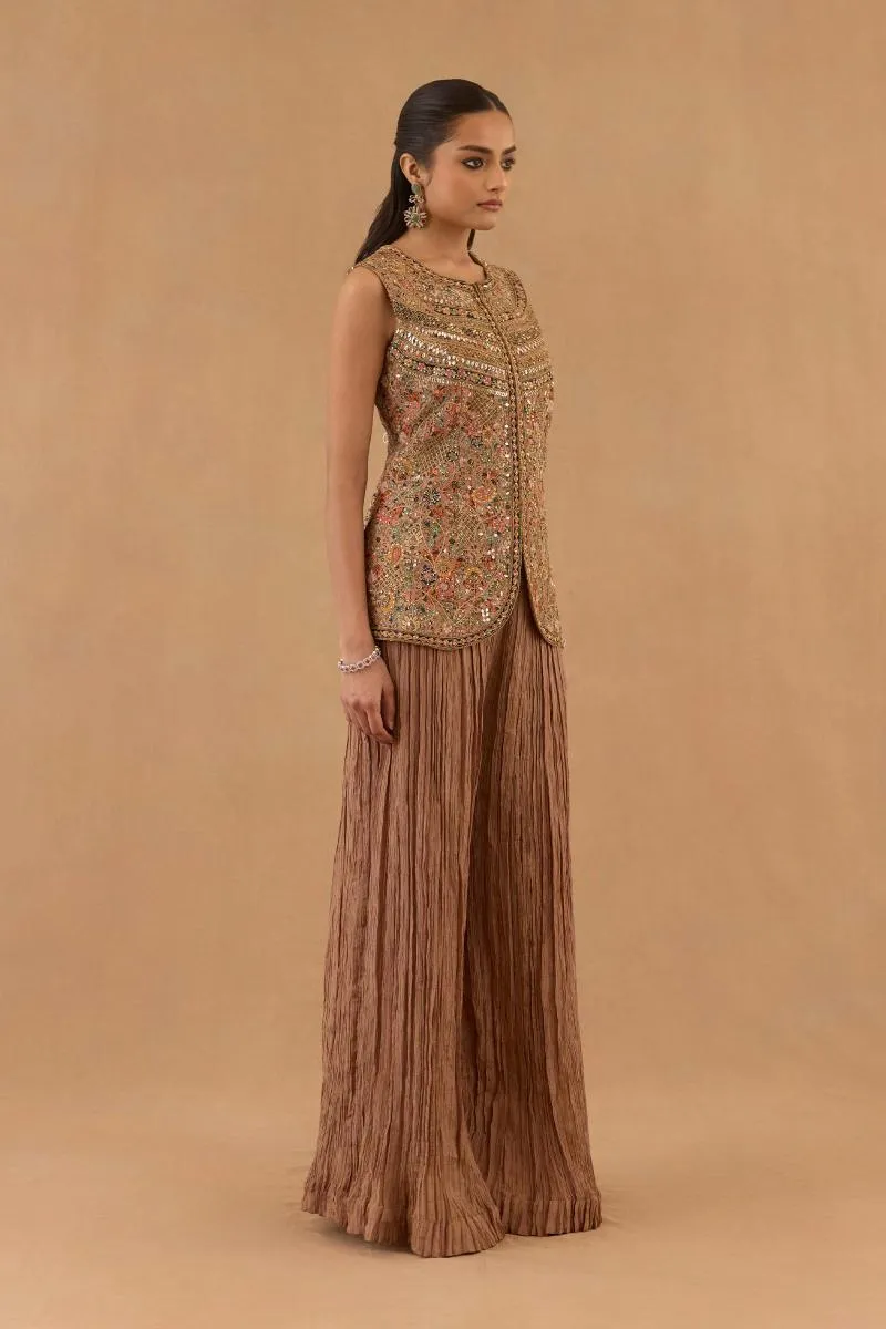 Light Mocha Silk Sharara Set