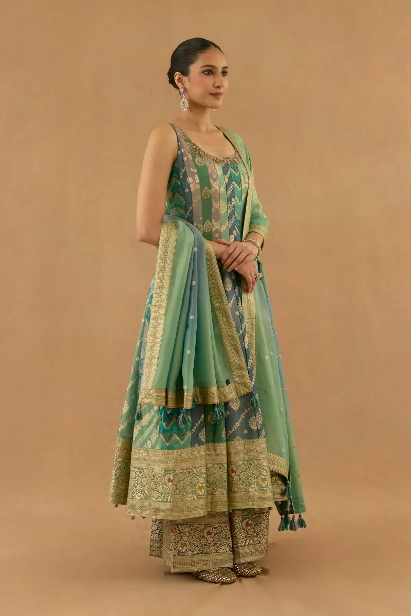 Sea Green Georgette Anarkali Set