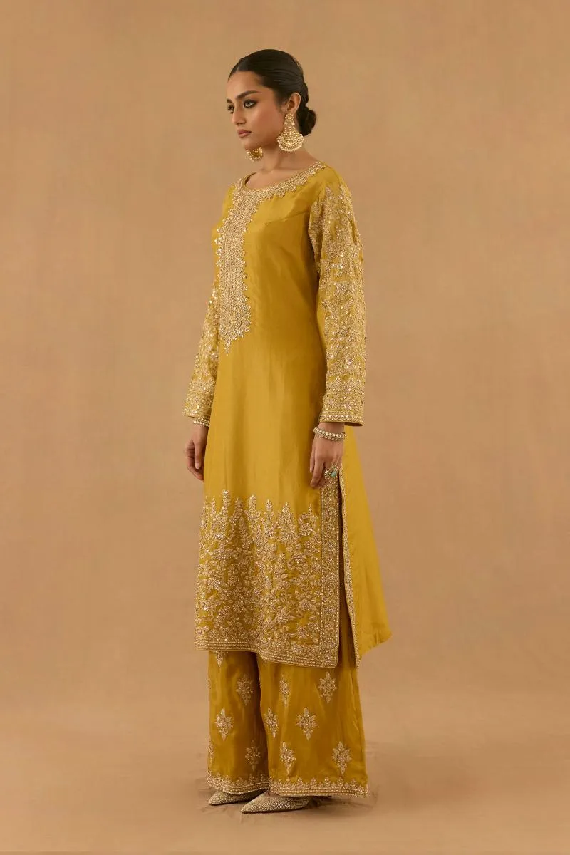 Mustard Tissue Silk Sharara Set