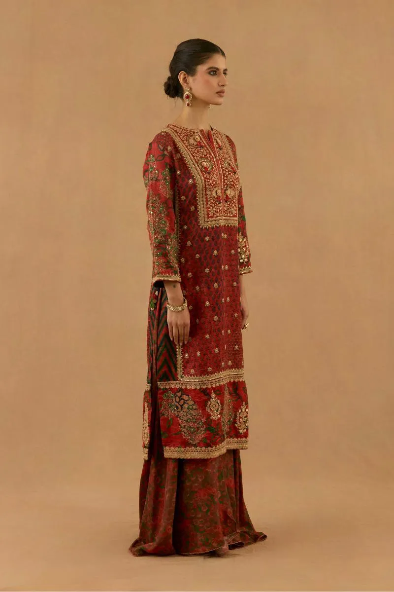 Rust Silk Sharara set