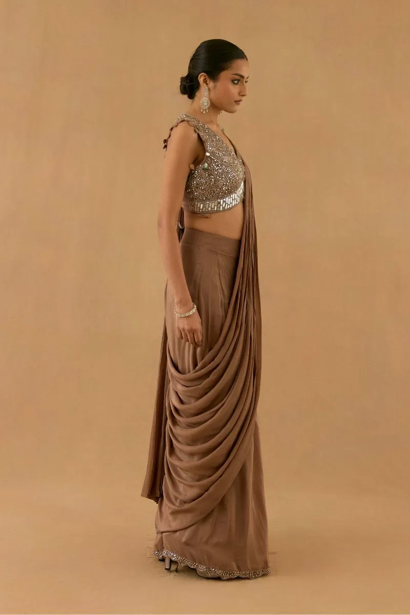 Mocha Brown Drape Saree