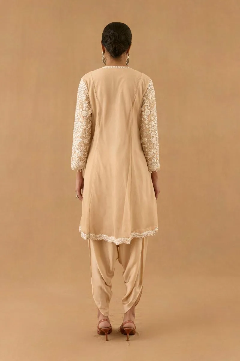 Beige Satin Dhoti set