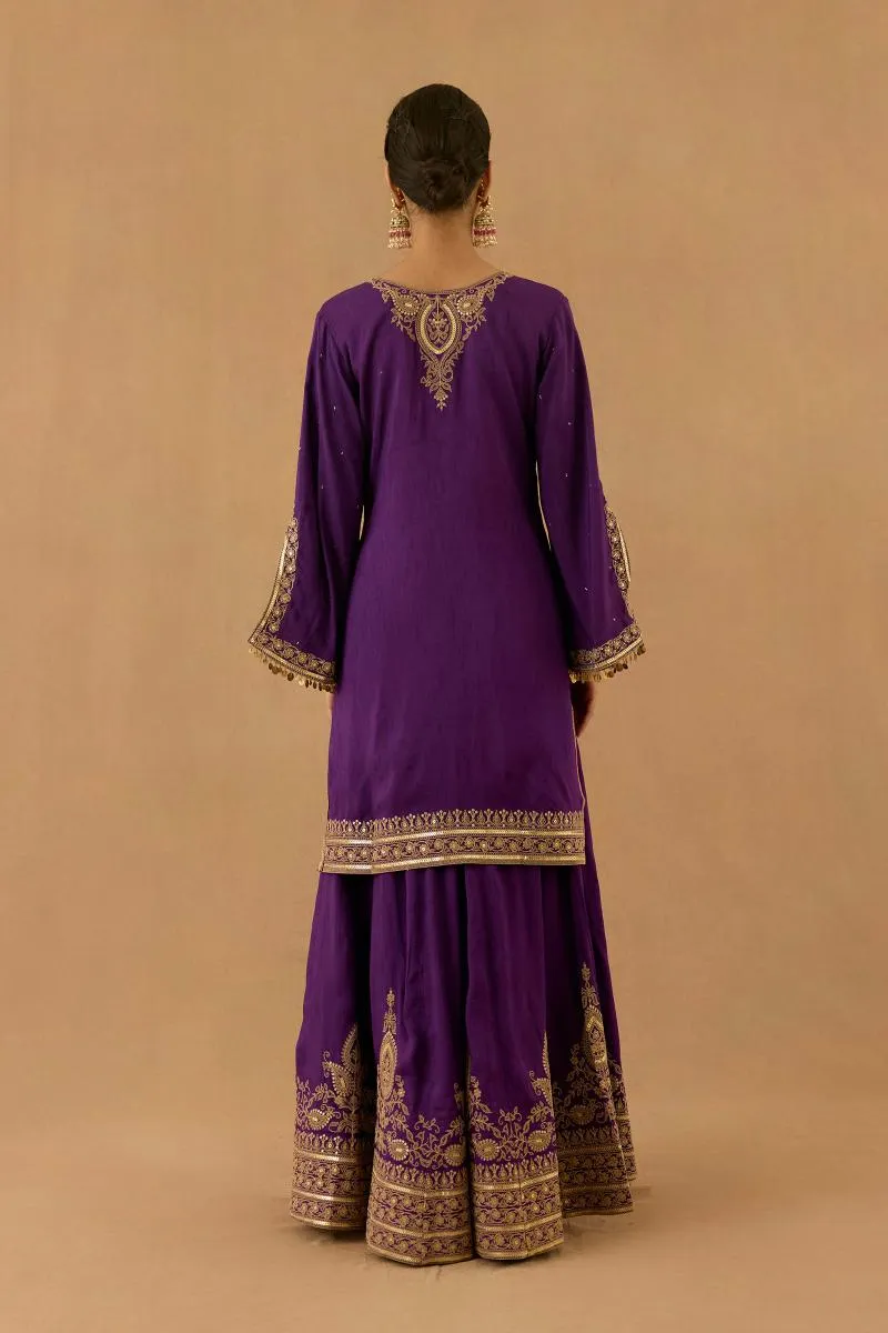 Royal Purple Silk Sharara set