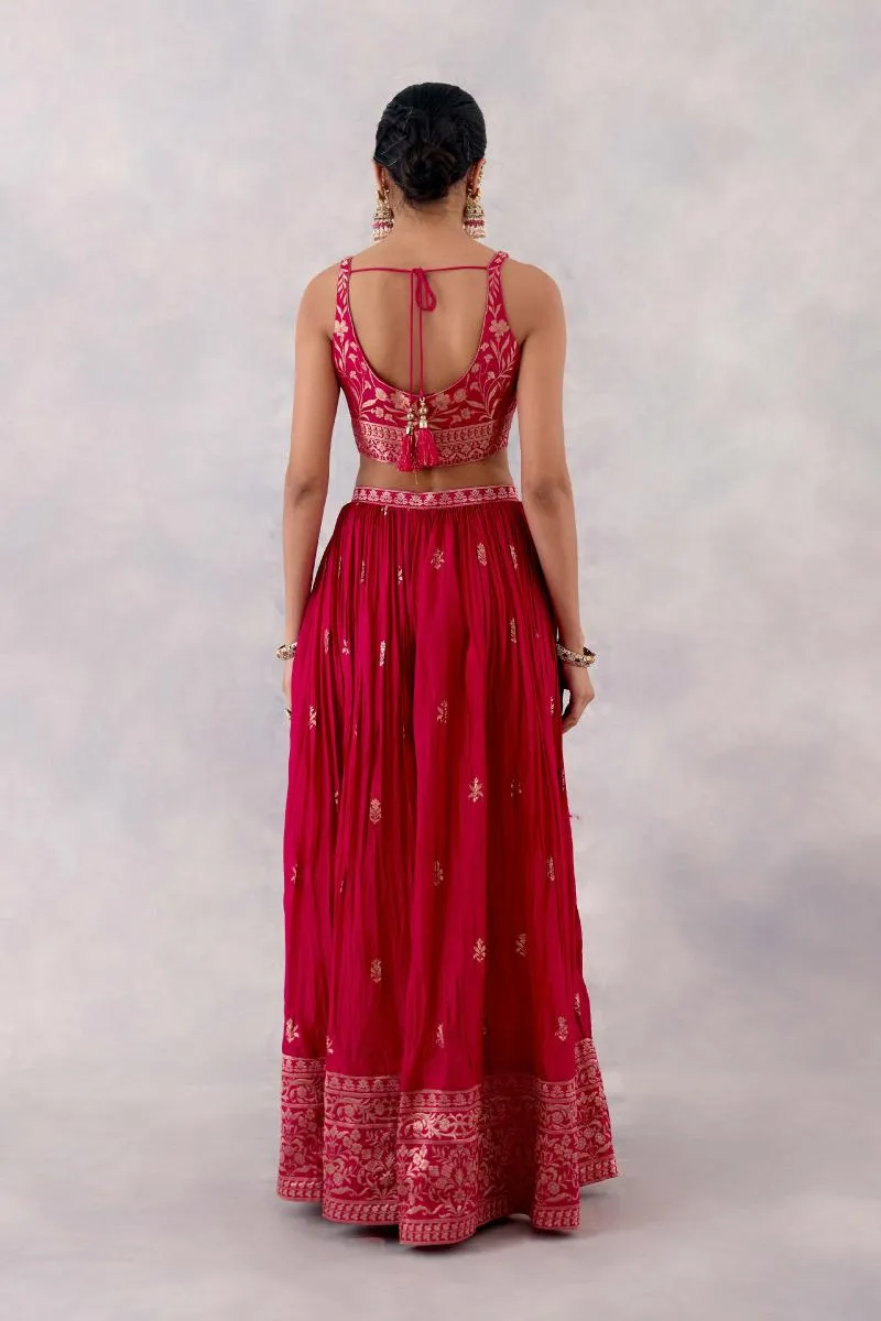 Deep Pink Silk Sharara Set