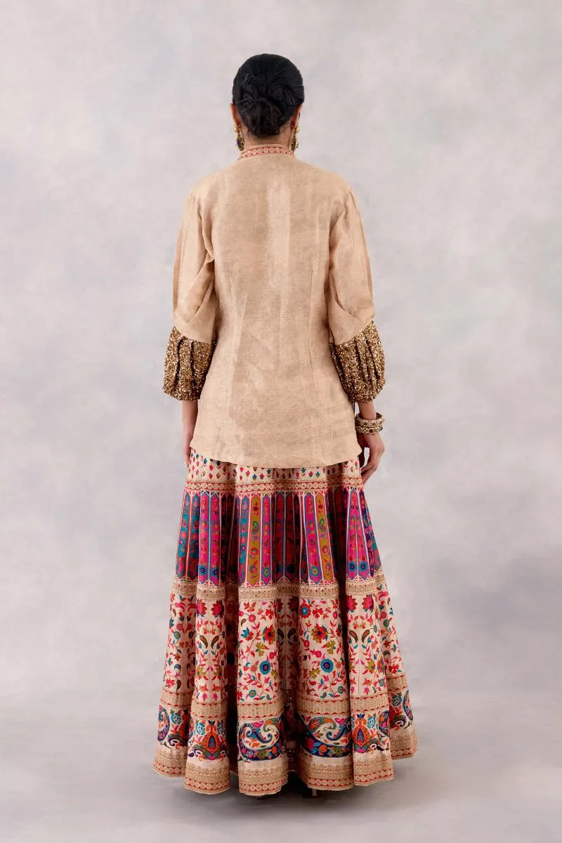 Beige Silk Lehenga Set