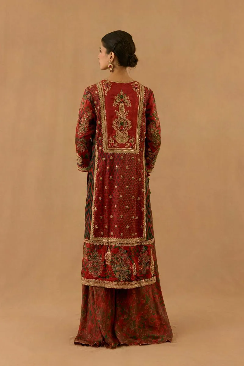 Rust Silk Sharara set
